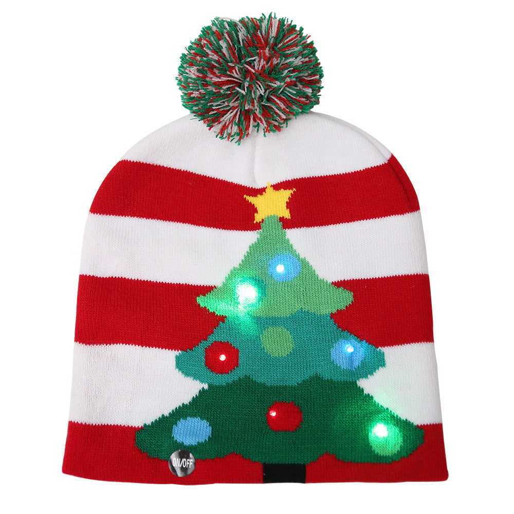 Festliches LED-Weihnachtsset aus Mütze und Schal – Leucht-Strickkollektion