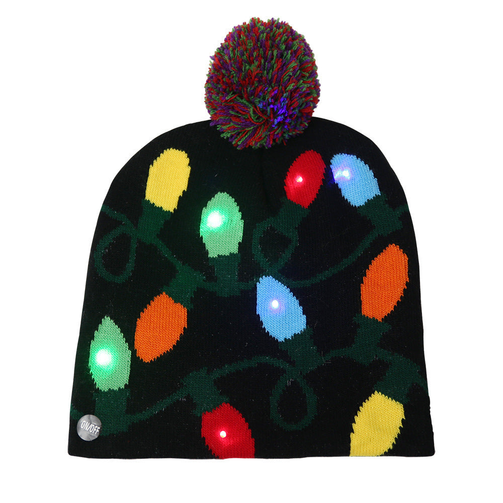Festliches LED-Weihnachtsset aus Mütze und Schal – Leucht-Strickkollektion