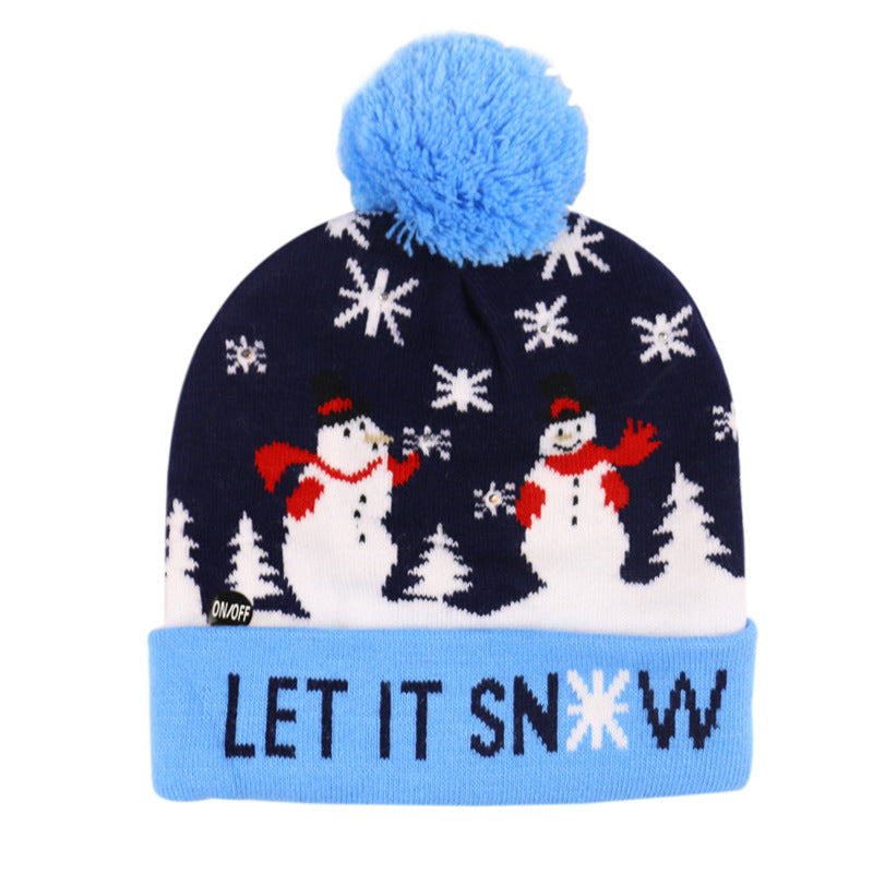 Festliches LED-Weihnachtsset aus Mütze und Schal – Leucht-Strickkollektion