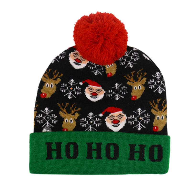 Festliches LED-Weihnachtsset aus Mütze und Schal – Leucht-Strickkollektion