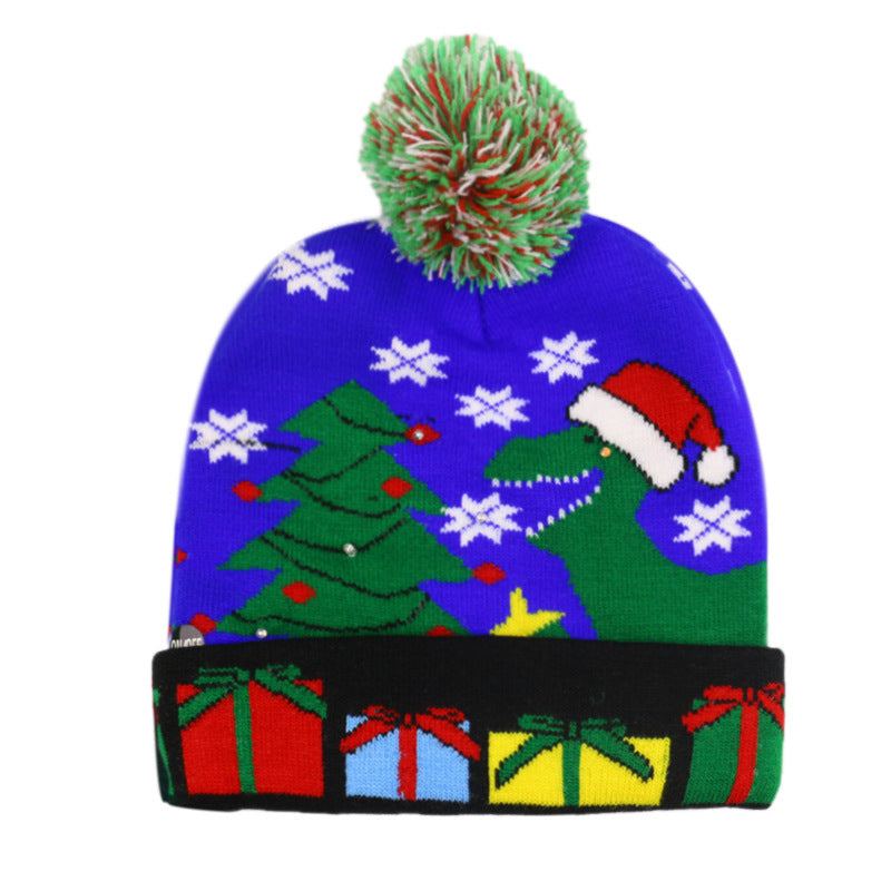 Festliches LED-Weihnachtsset aus Mütze und Schal – Leucht-Strickkollektion